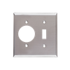 2-Gang 1 Toggle & 1 φ35.7mm Diameter Single Device Combination Wall Plates, Stainless Steel Standard Size Polished Finish - 57SBS - Suzhou Ele Mfg Co., Ltd.