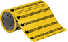 Brady B-946 Black on Yellow Vinyl Self-Adhesive Pipe Marker - 8 in Height - 30 ft Length - Printed Msg = DANGER CONTAINS ASBESTOS FIBERS with Left Arrow - 41595 - 754476-41595 - R. S. Hughes Company, Inc.