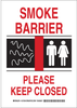 Brady B-401 High Impact Polystyrene Rectangle White Emergency Exit & Safe Pathway Sign - 7 in Width x 10 in Height - TEXT: SMOKE BARRIER PLEASE KEEP CLOSED - 127303 - 754473-75634 - R. S. Hughes Company, Inc.