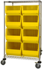 Bin Transport Cart, 2Shelves, 8Bins, Yel; No. Of Bins Quantum Storage - 44AC7949 - Newark, An Avnet Company