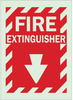 Brady Bradyglo B-347 Polyester / Polystyrene Fire Equipment Sign - 10 in Width x 14 in Height - Glow in the Dark - TEXT: FIRE EXTINGUISHER - 80174 - 754476-80174 - R. S. Hughes Company, Inc.