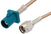 SMA Male to Water Blue FAKRA Plug Cable 36 Inch Length Using RG316 Coax - PE39343Z-36 - Pasternack