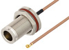 N Female Bulkhead to UMCX 2.5 Plug Cable 9 Inch Length Using RG178-DS Coax, RoHS - PE3CA1012-9 - Pasternack