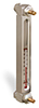 Aluminum Liquid Level Gage with Card Thermometer and Shut-off, 7” Centerline, Back Mount 1/2