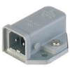 Rectangular Receptacle Power Connector (ST Series): Male, panel mount with coding slot, 2-pin+PE, grey housing, 230 V AC/DC, 16 A AC/6 A DC -- STASAP 200 - Image