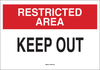 Brady B-401 High Impact Polystyrene Rectangle White Restricted Area / No Trespassing Sign - 10 in Width x 7 in Height - TEXT: RESTRICTED AREA KEEP OUT - 22181 - 754476-22181 - R. S. Hughes Company, Inc.