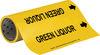 Brady B-946 Black on Yellow Vinyl Self-Adhesive Pipe Marker - 12 in Height - 30 in Length - Printed Msg = GREEN LIQUOR with Left Arrow - 15533 - 754476-15533 - R. S. Hughes Company, Inc.