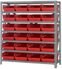 Open Shelving, 7Shelves, 24Bins, Red; Shelving Unit Type Quantum Storage - 44AC8762 - Newark, An Avnet Company