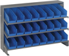 Sloped Bench Rack, 3Shelves, 24Bins, Blu; Shelving Unit Type Quantum Storage - 44AC6426 - Newark, An Avnet Company