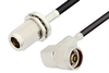 N Male Right Angle to N Female Bulkhead Cable 12 Inch Length Using RG58 Coax, RoHS - PE3407LF-12 - Pasternack