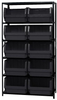 Open Shelving, 6Shelves, 10Bins, Black; Shelving Unit Type Quantum Storage - 44AC5687 - Newark, An Avnet Company