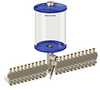 Blue Color Key, Clear View Multiple Feed Electro Lubricator, 1/2 gal Acrylic Reservoir, 21 Feeds, 1/8