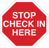 Brady B-401 High Impact Polystyrene Square Red Restricted Area / No Trespassing Sign - 11 in Width x 11 in Height - TEXT: STOP CHECK IN HERE - 95027 - 754476-95027 - R. S. Hughes Company, Inc.