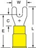 3M Scotchlok Yellow Non-Locking Butted Vinyl Butted Fork & Spade Terminal MVU10-6FK - 1.03 in Length - 0.38 in Fork Width - #6 Stud - 054007-01984 - R. S. Hughes Company, Inc.
