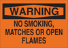 Brady B-120 Fiberglass Reinforced Polyester Rectangle Orange Smoking Not Permitted Sign - 14 in Width x 10 in Height - TEXT: WARNING NO SMOKING, MATCHES OR OPEN FLAMES - 69600 - 754476-69600 - R. S. Hughes Company, Inc.