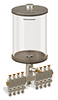 Clear View Multiple Feed Manual Lubricator, 1/2 gal Acrylic Reservoir, 8 Feeds, 1/4” OD Tube Outlets - B4463-064AB081W - Oil-Rite Corp.