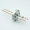 Power Feedthrough, 12,000 Volts, 180 Amps, 2 Pins, 0.25″ Copper Conductors, 2.75″ Conflat Flange - A0065-1-CF - MPF Products, INC.