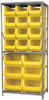 Akro-Mils 6500 lb Adjustable Yellow Gray Powder Coated Steel 22 ga Open Adjustable Fixed Shelving System - 12 Bins, 6 Bins - 6500 lb Total Capacity - AS2479ASSORT YELLOW - AS2479ASSORT YELLOW - R. S. Hughes Company, Inc.