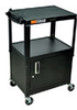 AVJ42C - Steel Utility Cart with Three Flat Shelves and cabinet, 15-ft US plug, Black -- GO-47600-66 - Image