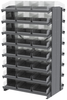 Akro-Mils 800 lb Clear Gray Powder Coated Steel 16 ga Double Sided Fixed Rack - 36 3/4 in Overall Length - 48 Bins - Bins Included - APRD170SC - APRD170SC - R. S. Hughes Company, Inc.
