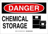 Brady B-120 Fiberglass Reinforced Polyester Rectangle White Chemical, Biohazard, Hazardous & Flammable Material Sign - 10 in Width x 7 in Height - TEXT: DANGER CHEMICAL STORAGE - 131753 - 754473-82397 - R. S. Hughes Company, Inc.