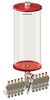Red Color Key, Clear View Multiple Feed Electro Lubricator, 1 gal Acrylic Reservoir, 10 Feeds, 1/4” OD Tube Outlets, 120V/60Hz - B5162-128AB1012061RW - Oil-Rite Corp.