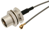 FME Plug Bulkhead to UMCX Plug Rear Mount Cable 6 Inch Length Using 1.13mm Coax - PE38858-6 - Pasternack