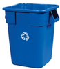 Rubbermaid 40 Gallon Brute Square Recycling Container & Dolly - 6644 - U.S. Plastic Corporation