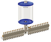 Blue Color Key, Clear View Multiple Feed Manual Lubricator, 1/2 gal Pyrex Reservoir, 24 Feeds, 1/8