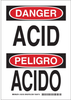 Brady B-401 Polystyrene Rectangle White Chemical, Biohazard, Hazardous & Flammable Material Sign - 7 in Width x 10 in Height - Language English / Spanish - TEXT: DANGER ACID / PELIGRO ACIDO - 125134 - 754473-72759 - R. S. Hughes Company, Inc.