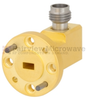 WR-15 to 1.85mm Female Waveguide to Coax Adapter UG-385/U Round Cover Standard with 50 GHz to 65 GHz V Band in Aluminum, Gold -- SMW15AC001-VF