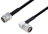 Fire Rated 4.3-10 Female to N Male Right Angle Low PIM Cable 48 Inch Length Using SPF-250 Coax Using Times Microwave Parts - PE3C6352-48 - Pasternack