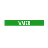 Brady B-946 White on Green Vinyl Self-Adhesive Pipe Marker - 2 1/4 in Height - 2 in Character Height - 14 in Length - Printed Msg = WATER - 7304-1 - 754476-76661 - R. S. Hughes Company, Inc.