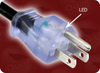 NEMA 5-15P CLEAR WITH LED to NEMA 5-15R CLEAR WITH LED HOME // Power Cords // North American Power Cords // 3 Conductor Power Cords - 5338.144S - Quail Electronics