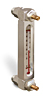 Aluminum Liquid Level Gage with Card Thermometer and Shut-off, 5” Centerline, 1/4