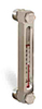 Aluminum Liquid Level Gage with Card Thermometer, 6” Centerline, 3/4