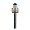 M12 Power Receptacle Connector: Male, front mount with Flange, 5-pin(4+PE), K-coded, shielded, silver housing, 600 V AC/DC, 16 A - RSA0S 5K-034 - Belden Inc.