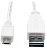 Universal Reversible USB 2.0 Cable (Reversible A to 5Pin Micro B M/M) White, 3-ft. -- UR050-003-WH - Image