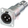Adapter 3 pole male receptacle to female cable connector, feedthrough XLR, panel - 70088423 - Allied Electronics, Inc.