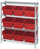 Open Wire Shelving, 4Shelves, 9Bins, Red; Shelving Unit Type Quantum Storage - 44AC8125 - Newark, An Avnet Company