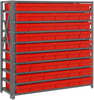 Open Shelving, 7Shelves, 54Bins, Red; Shelving Unit Type Quantum Storage - 44AC8784 - Newark, An Avnet Company