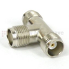 TNC T Adapter Female (Jack)-Female (Jack)-Female (Jack), Nickel Plated Brass Body, High Temp - SM5747 - Fairview Microwave Inc.