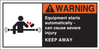 Brady B-302 Orange / White on Black Polyester Machine & Equipment Safety Label - 5 in Width - 2 1/2 in Height - Printed Text = WARNING - EQUIPMENT STARTS AUTOMATICALLY - CAN CAUSE SEVERE INJURY KEEP A - 754476-96156 - R. S. Hughes Company, Inc.