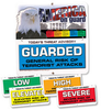 Brady Aluminum Square White Homeland Security Sign - 24 in Width x 24 in Height - TEXT: GUARDED GENERAL RISK OF TERRORIST ATTACKS etc. - 132451 -- 754473-84594 - Image