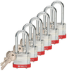 Brady Red Steel 5-pin Keyed & Safety Padlock 51290 - 1 9/16 in Width - 1 1/3 in Height - 17/64 in Shackle Diameter - 2 Key(s) Included - 754476-51290 - 754476-51290 - R. S. Hughes Company, Inc.