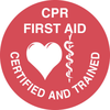 Brady B-946 White on Red Circle Vinyl Hard Hat Label - Printed Text = CPR FIRST AID CERTIFIED AND TRAINED - 42234 - 754476-42234 - R. S. Hughes Company, Inc.
