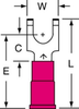 3M Scotchlok Red Non-Locking Butted Vinyl Butted Fork & Spade Terminal MVU18-10FFBK - 0.85 in Length - 0.3 in Fork Width - #10 Stud - 054007-01269 - R. S. Hughes Company, Inc.