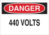 Brady B-555 Aluminum Rectangle White Electrical Safety Sign - 14 in Width x 10 in Height - TEXT: DANGER 440 VOLTS - 43144 - 754476-43144 - R. S. Hughes Company, Inc.