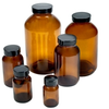 Amber Wide Mouth Packers Glass Bottles with Caps - 72513 - U.S. Plastic Corporation