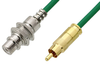 75 Ohm RCA Male to 75 Ohm RCA Female Bulkhead Cable 12 Inch Length Using 75 Ohm PE-B159-GR Green Coax - PE38135/GR-12 - Pasternack